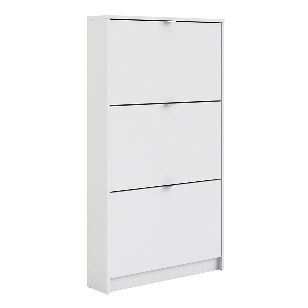 Shoes Shoe cabinet  w. 3 tilting doors and 1 layer White