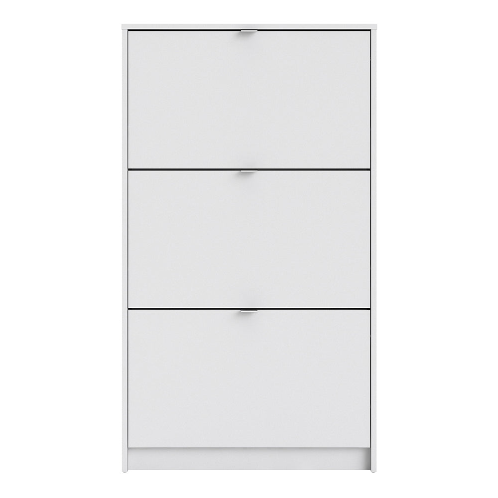 Shoes Shoe cabinet  w. 3 tilting doors and 1 layer White