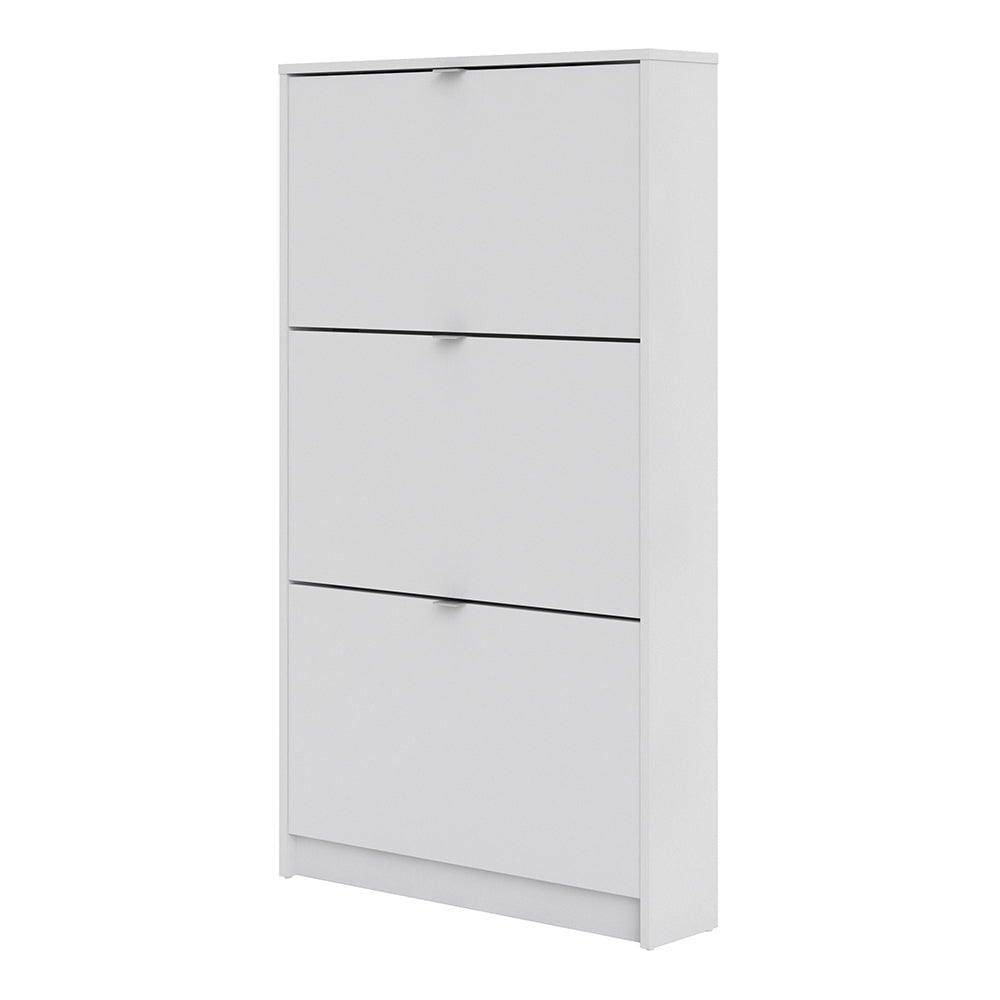 Shoes Shoe cabinet  w. 3 tilting doors and 1 layer White