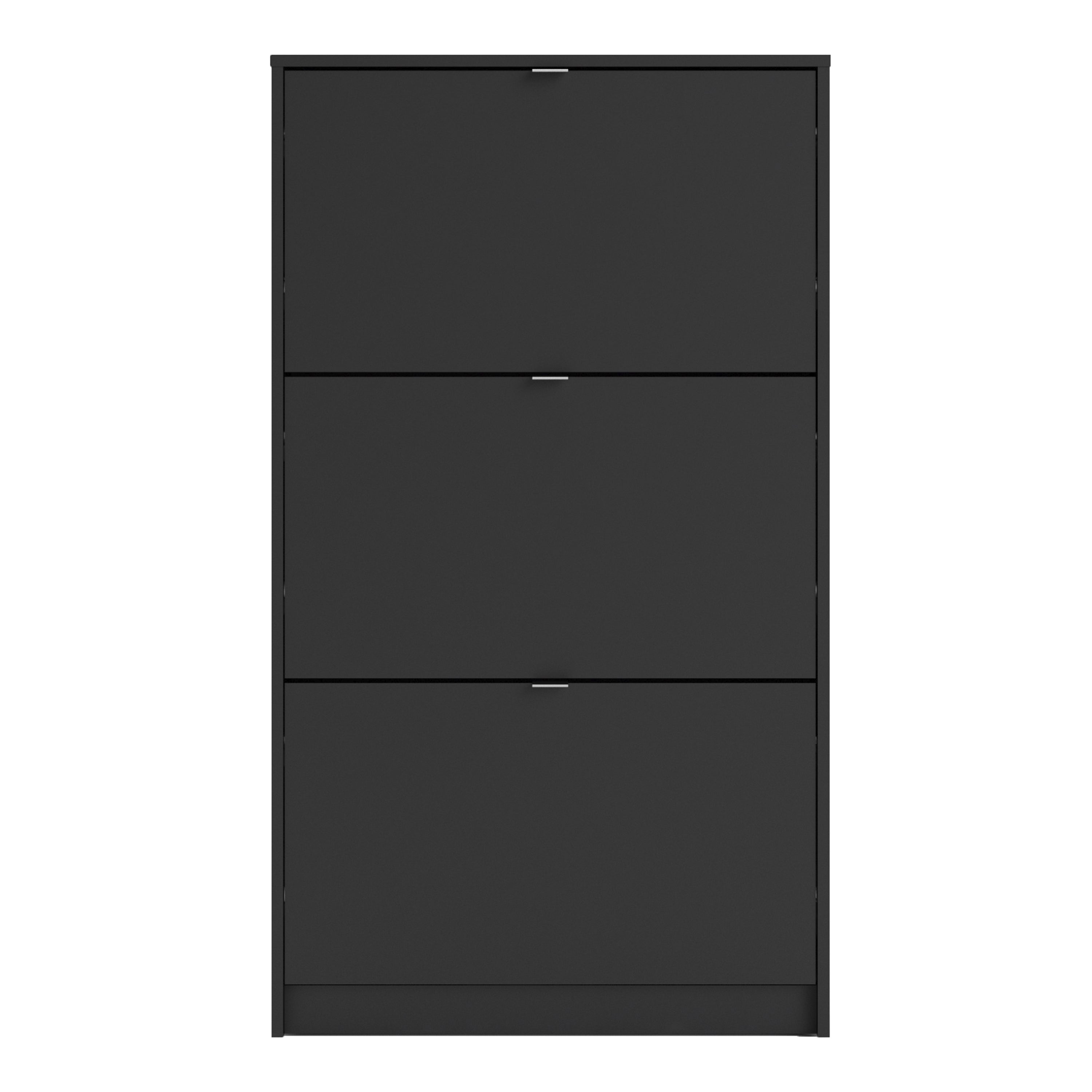 Shoes Shoe cabinet w. 3 tilting doors and 1 layer in Matt Black