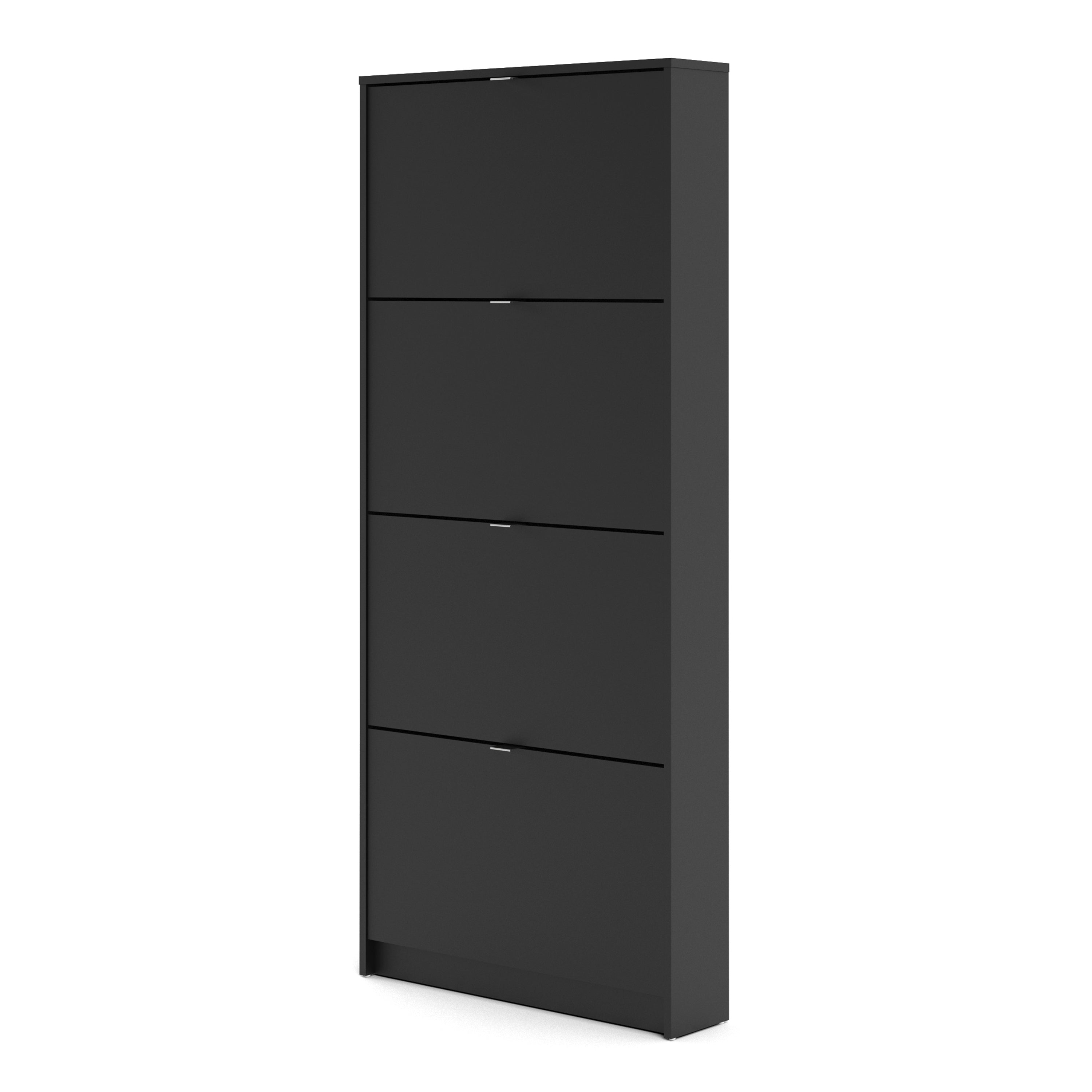 Shoes Shoe cabinet w. 4 tilting doors and 1 layer in Matt Black