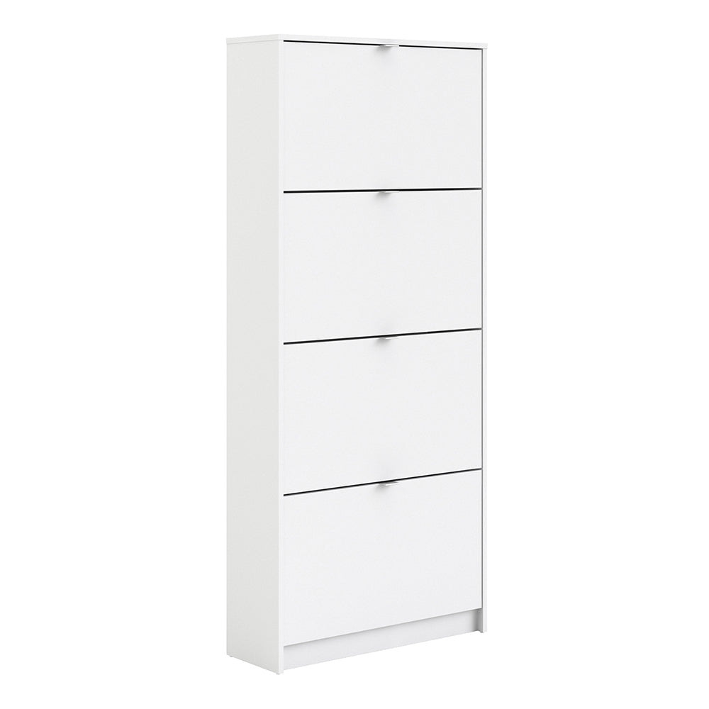 Shoes Shoe cabinet w. 4 tilting doors and 2 layers in White