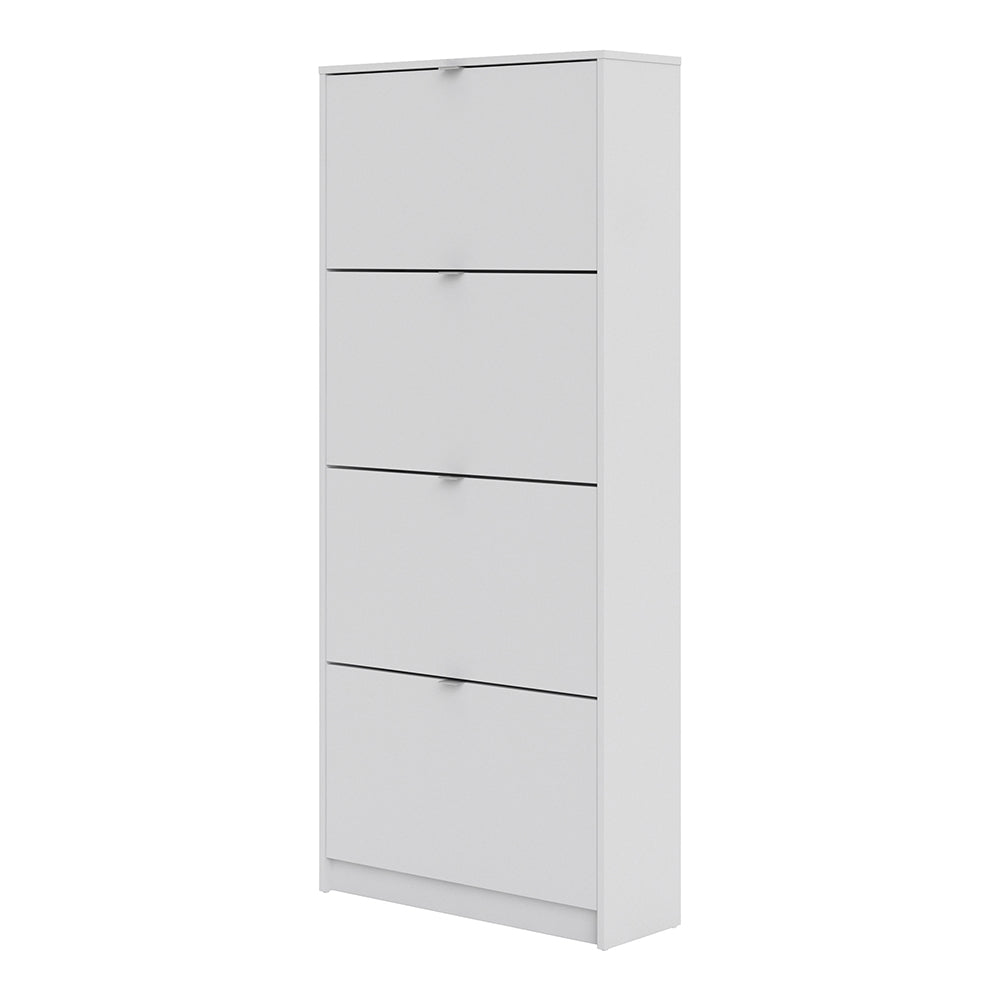 Shoes Shoe cabinet w. 4 tilting doors and 2 layers in White