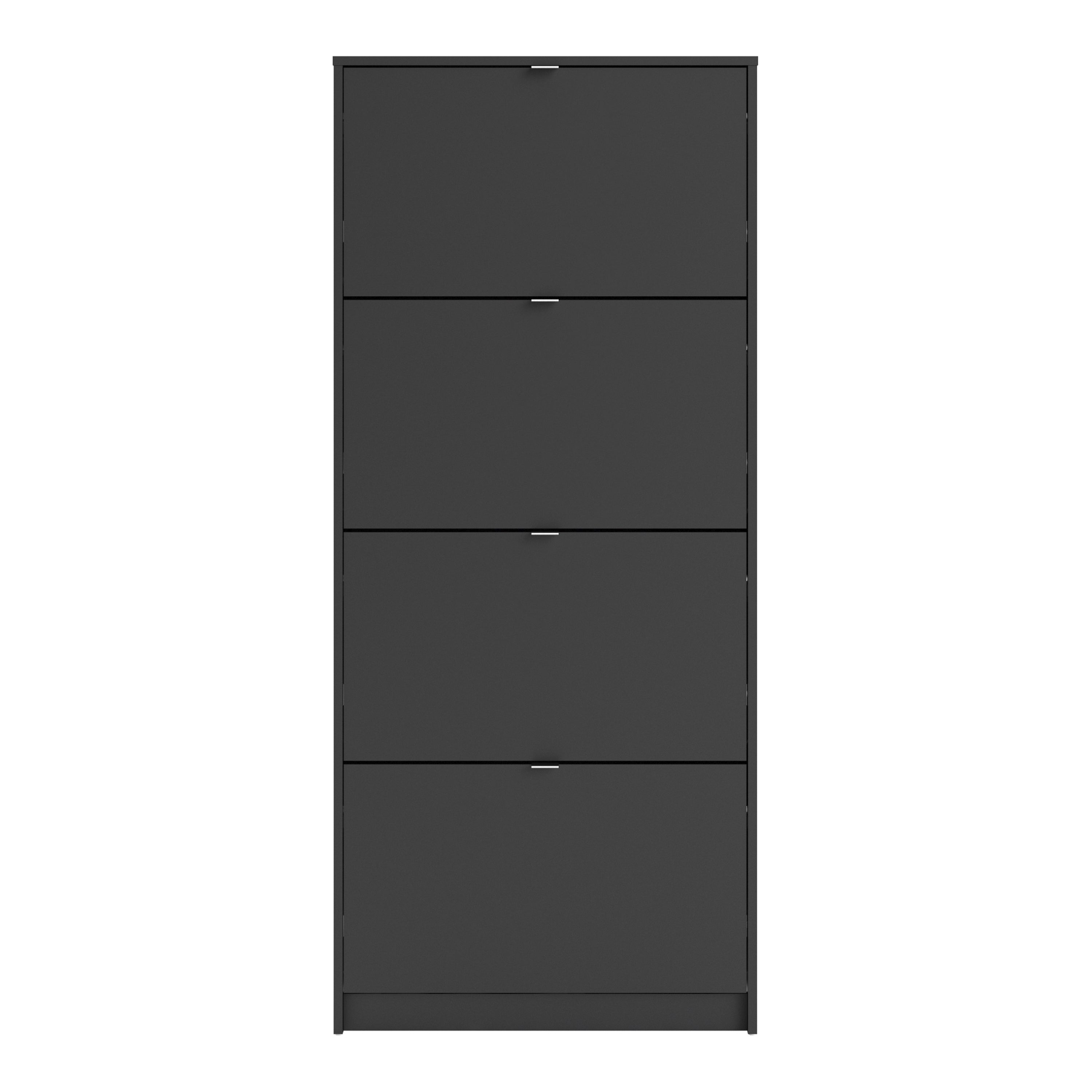 Shoes Shoe cabinet w. 4 tilting doors and 2 layers in Matt Black