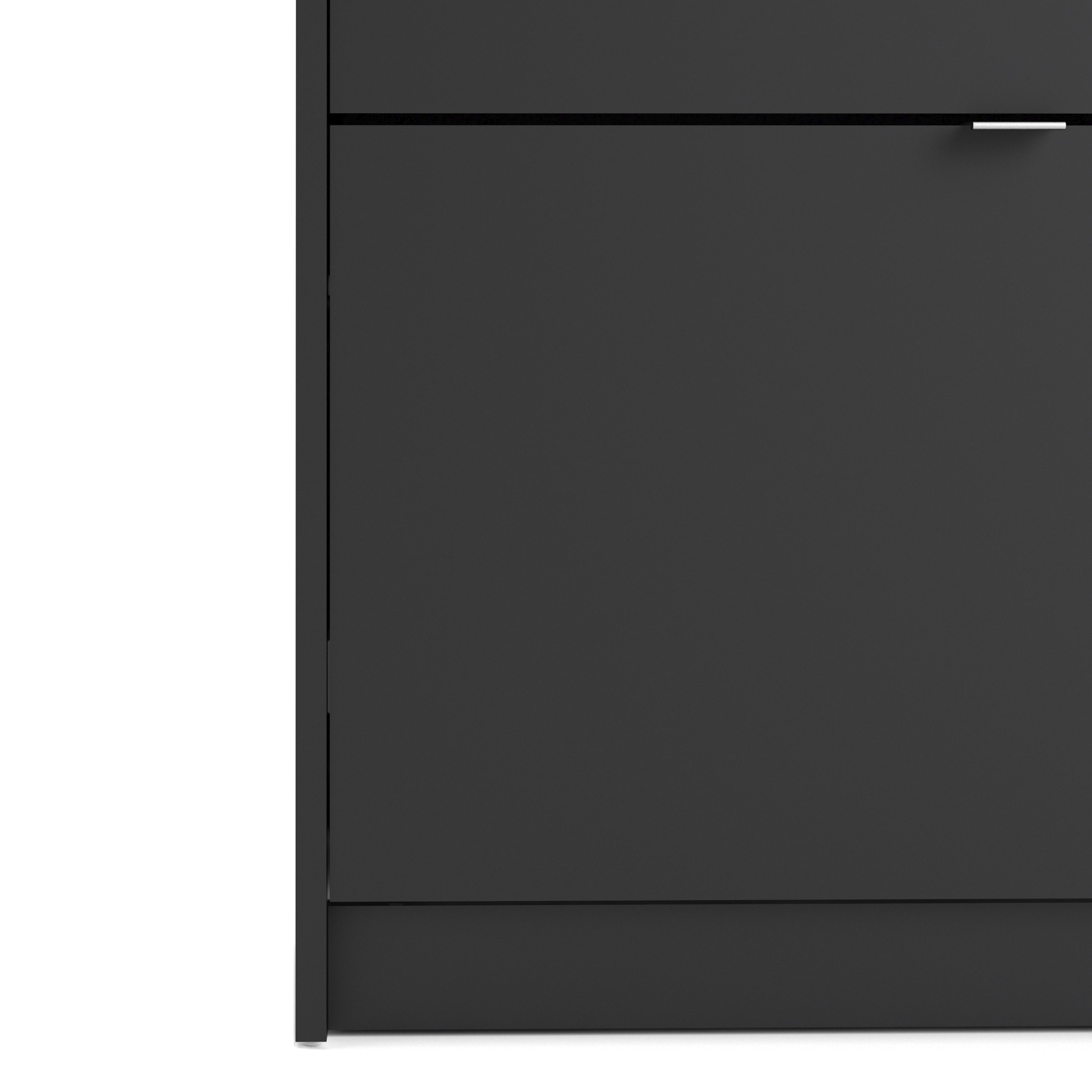 Shoes Shoe cabinet w. 4 tilting doors and 2 layers in Matt Black