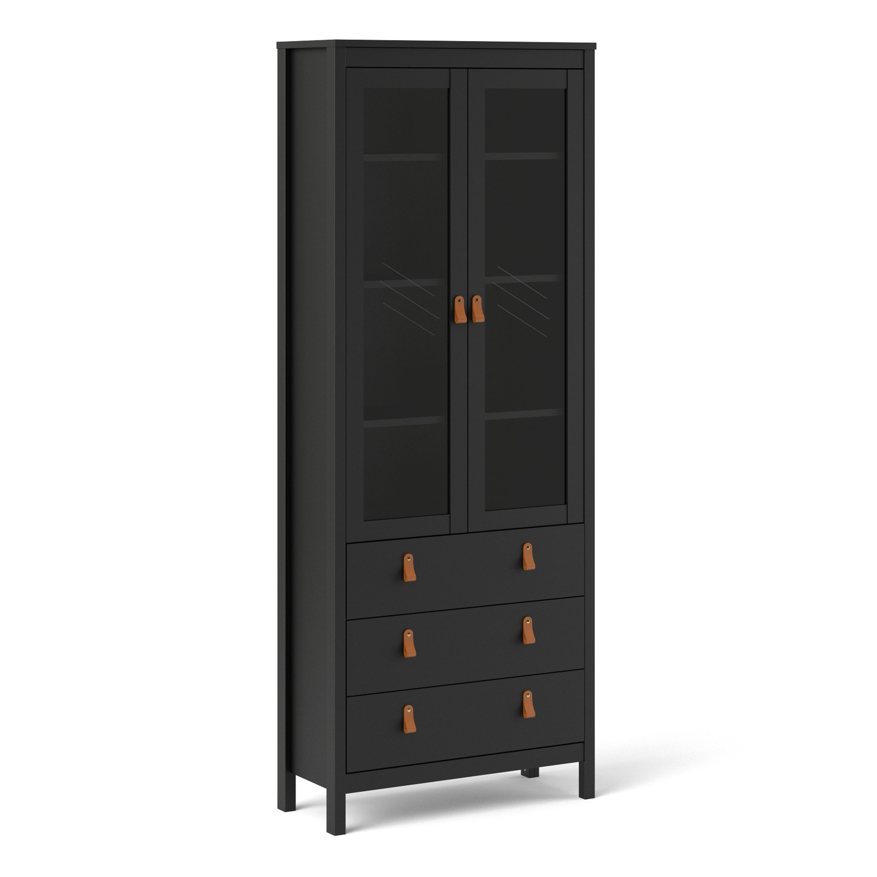 Barcelona China cabinet 2 doors w/glass + 3 drawers in Matt Black