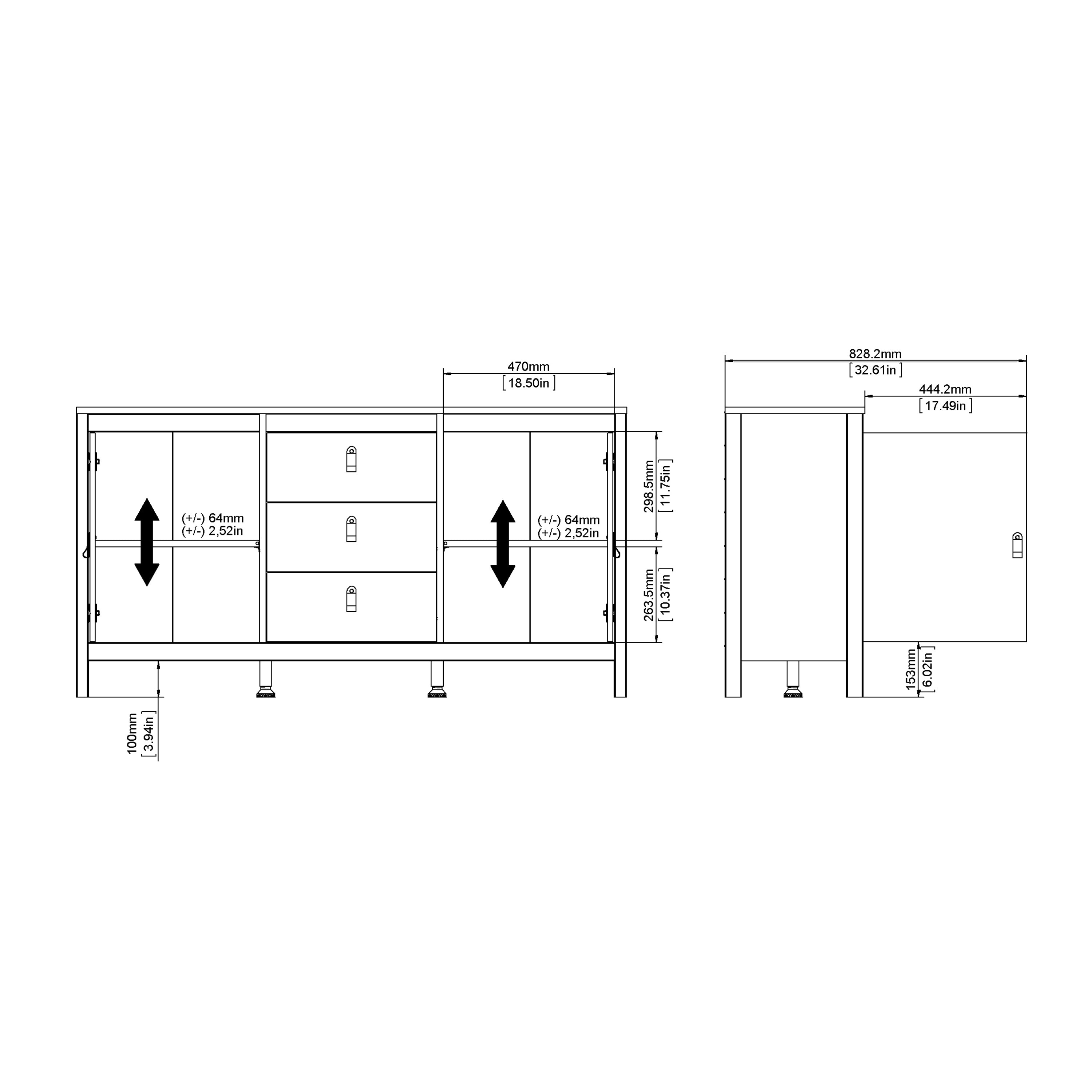 Barcelona Sideboard 2 doors + 3 drawers in White