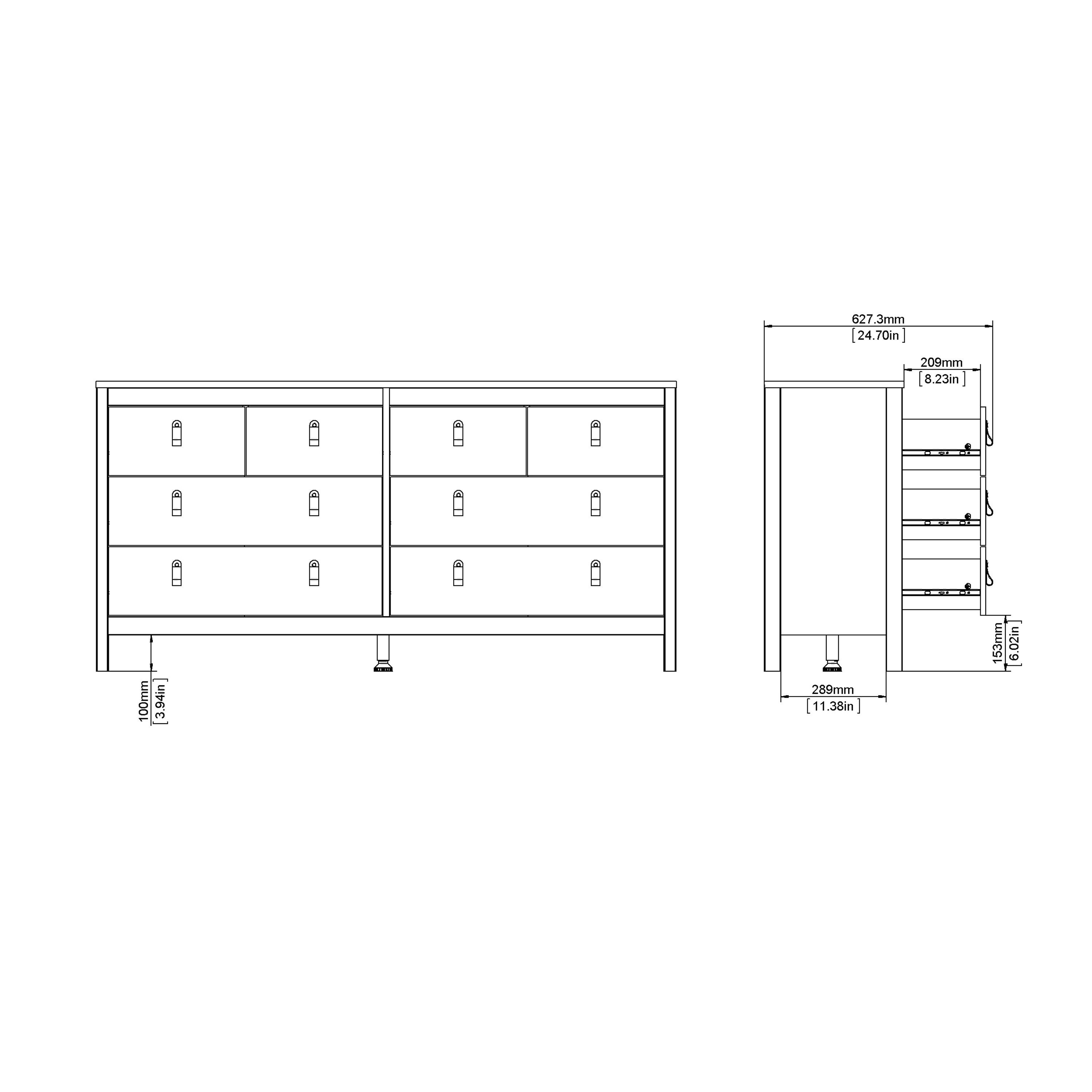 Madrid Double dresser 4+4 drawers in White