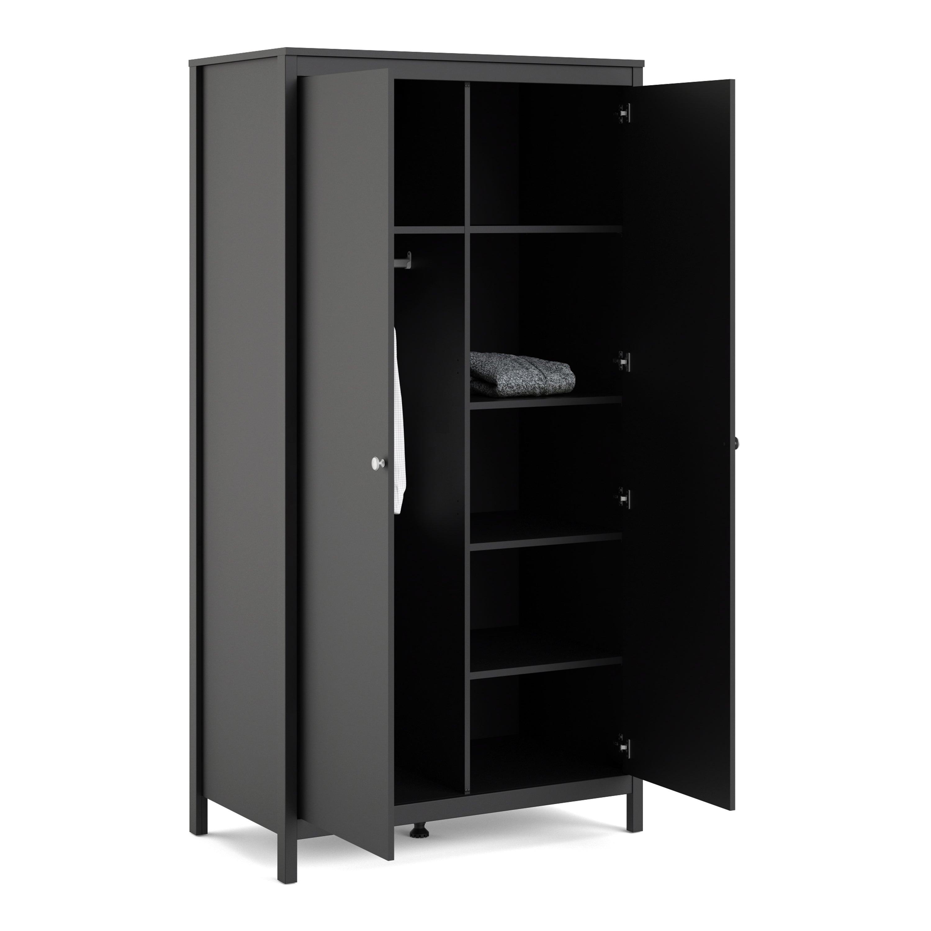 Madrid Wardrobe with 2 doors in Matt Black