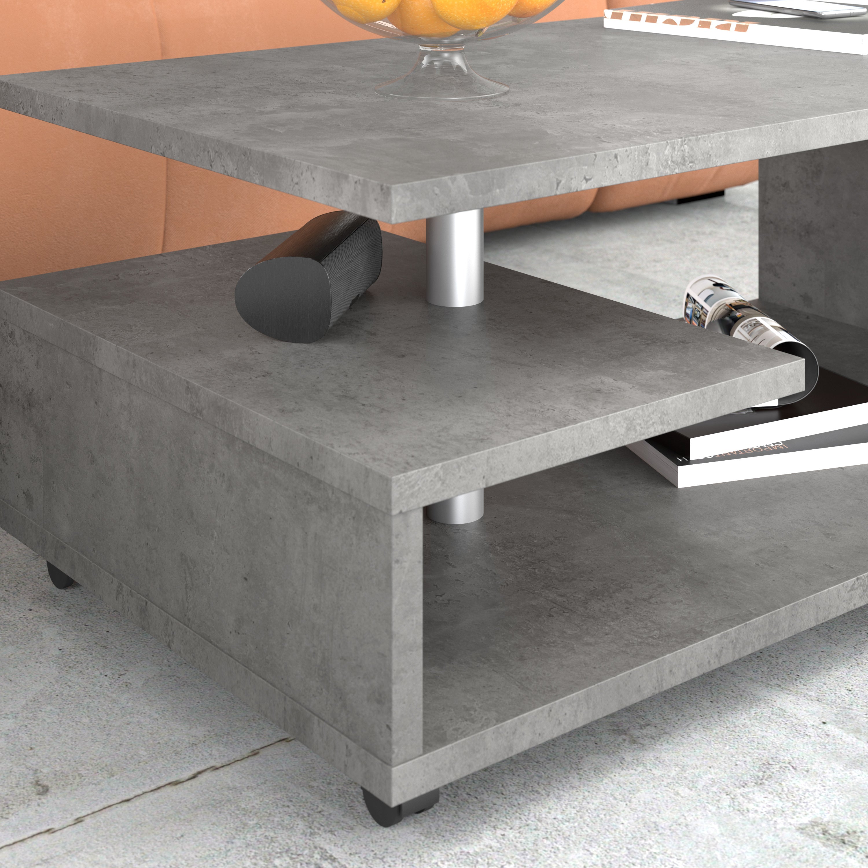Bailey Coffee Table in Concrete Optic Dark Grey