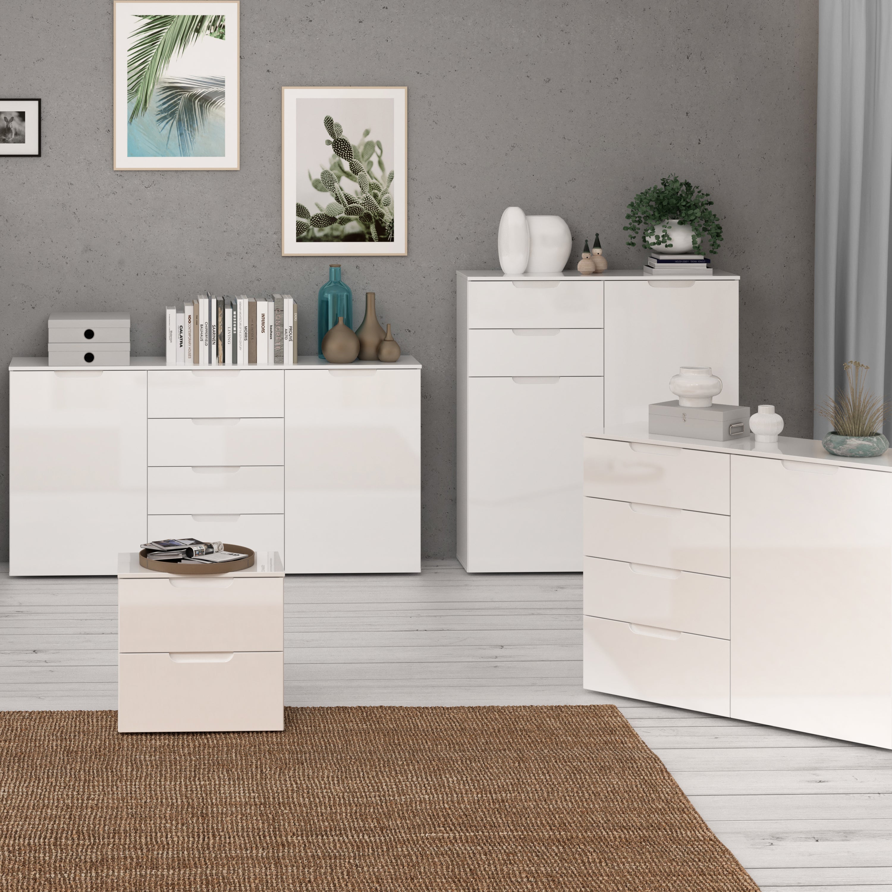 Sienna Chest of Drawers in White/White High Gloss