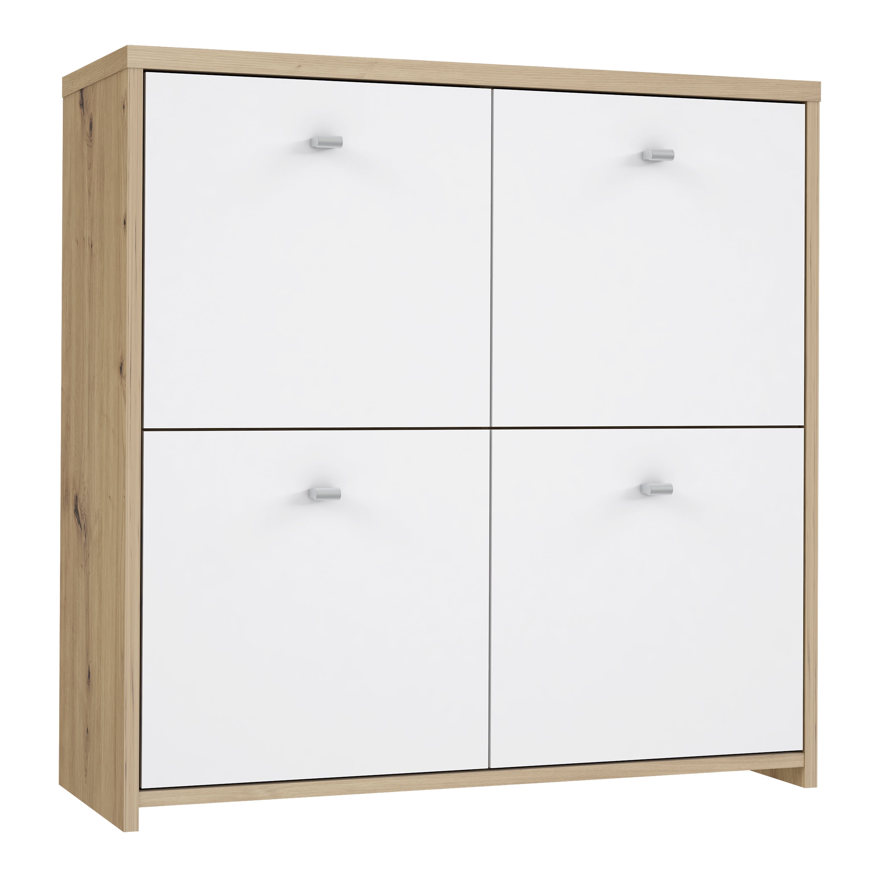 Best Chest Storage Cabinet with 4 Doors in Artisan Oak/White