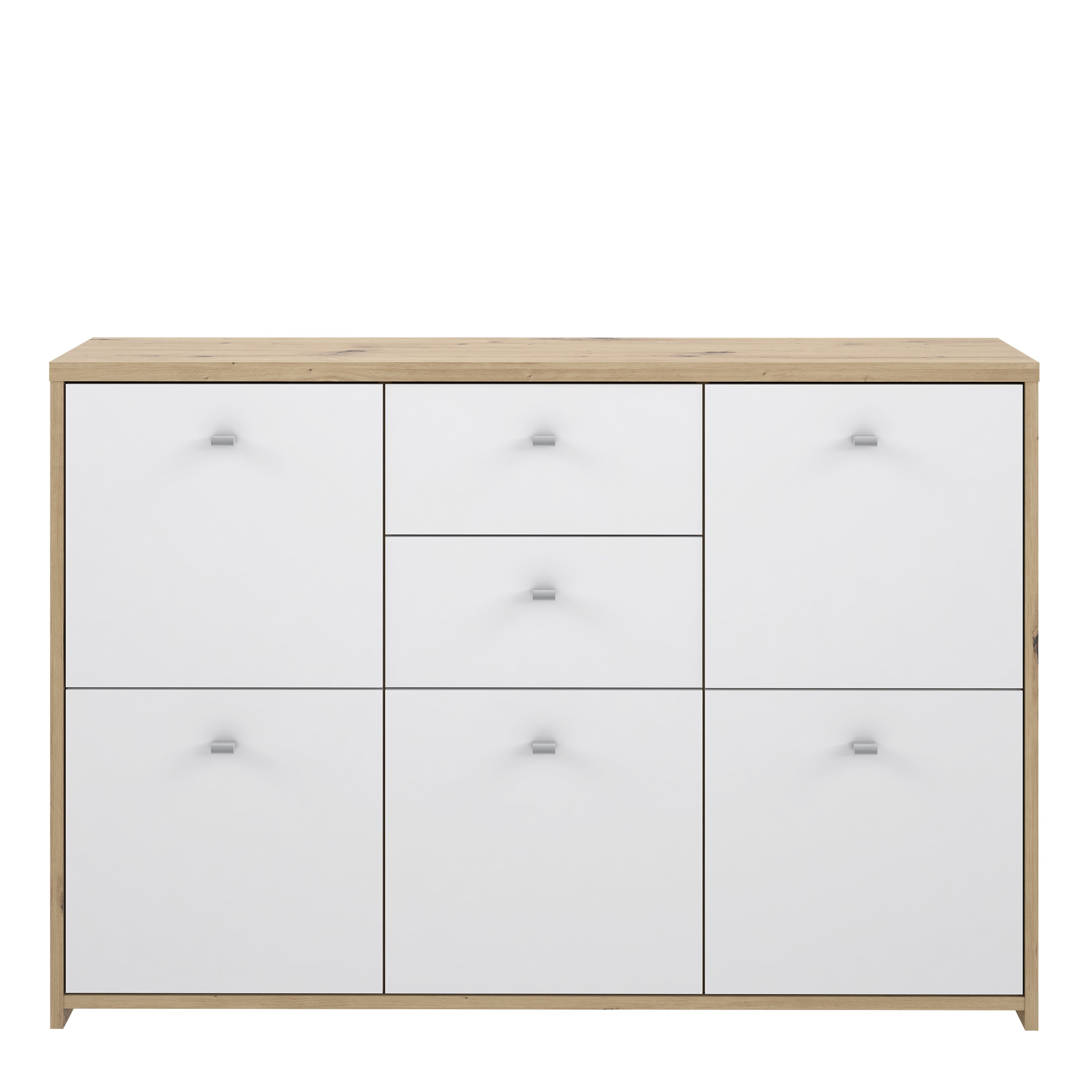 Best Chest Storage Cabinet with 2 Drawers and 5 Doors in Artisan Oak/White