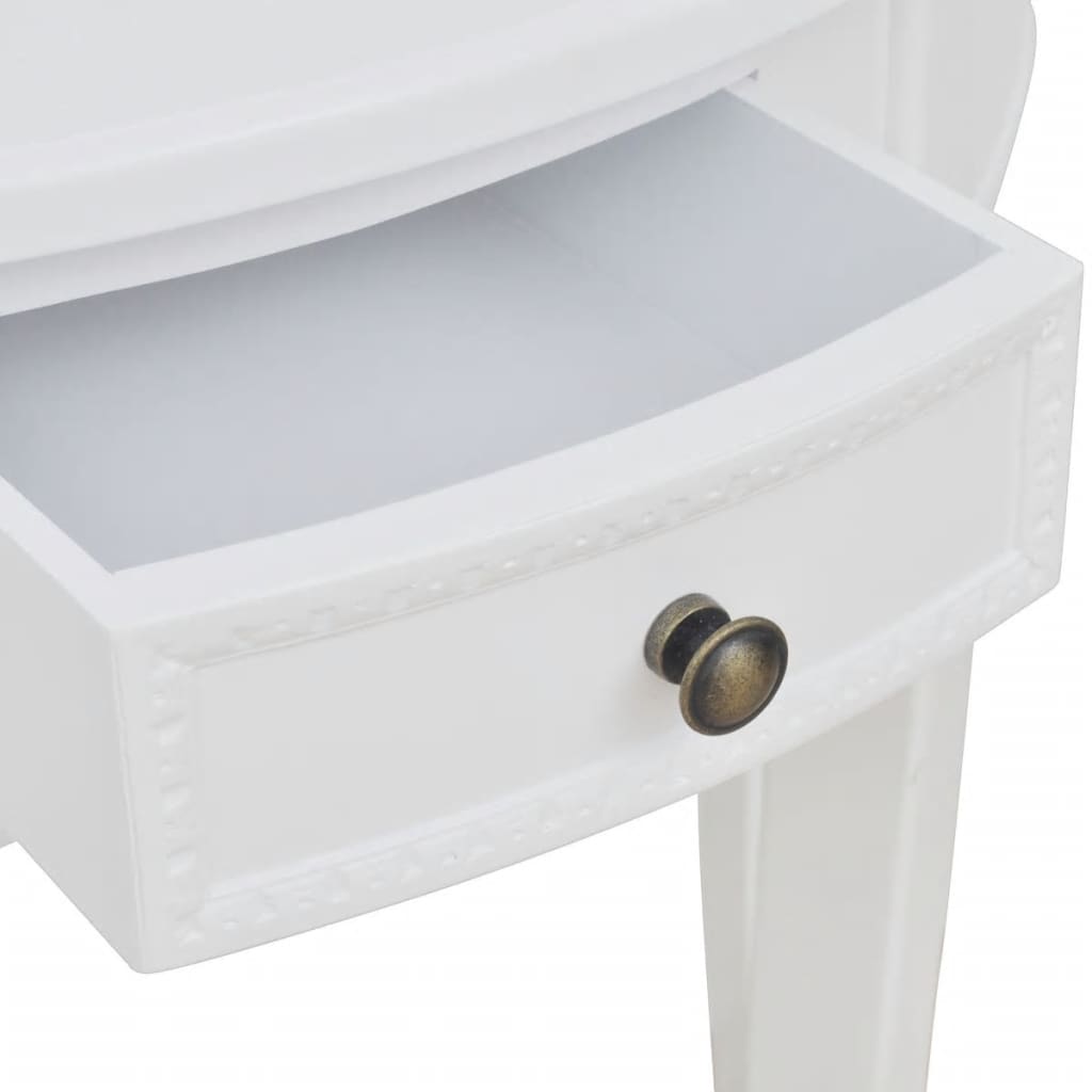 Console Table with Drawer Half-round White