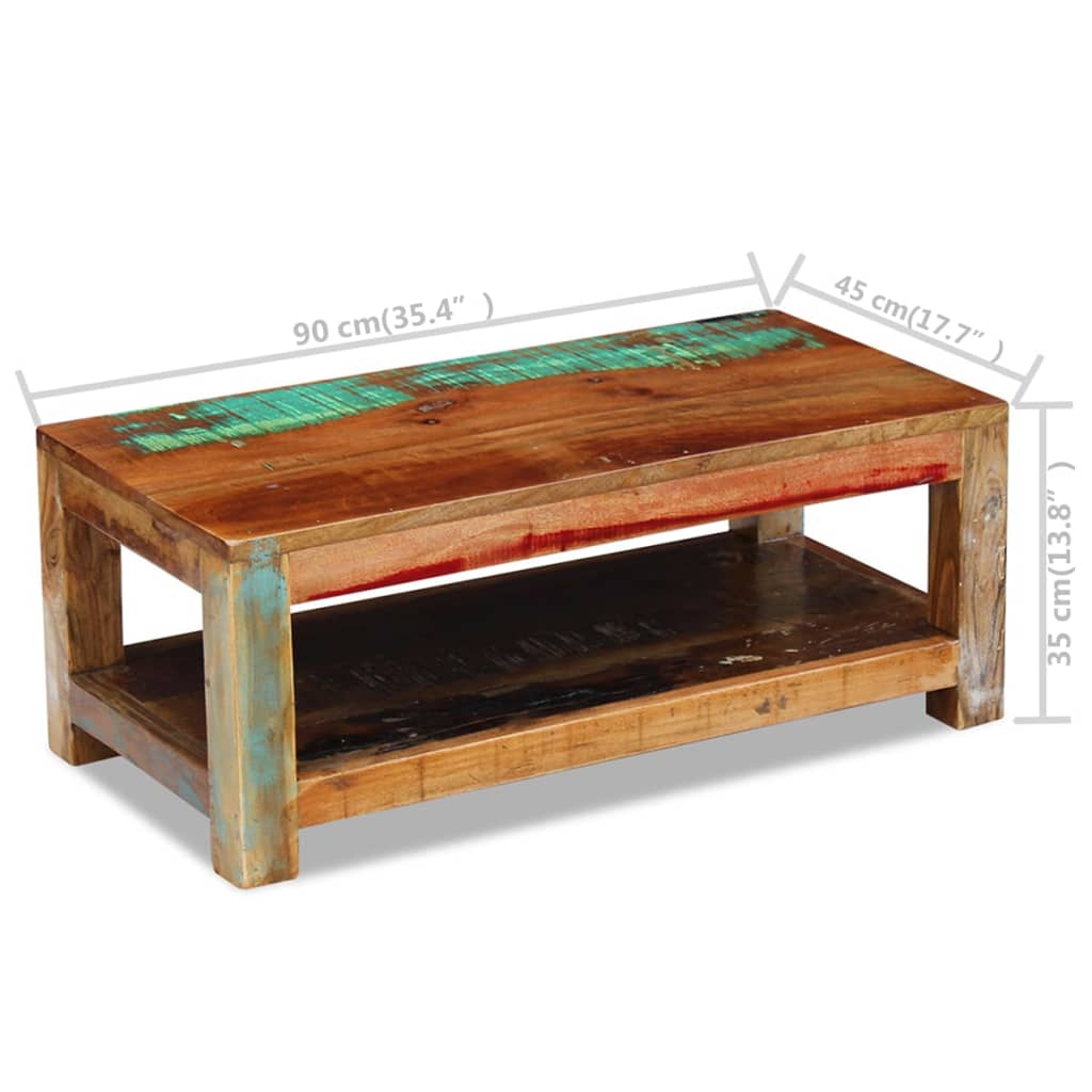 Coffee Table Solid Reclaimed Wood 90x45x35 cm