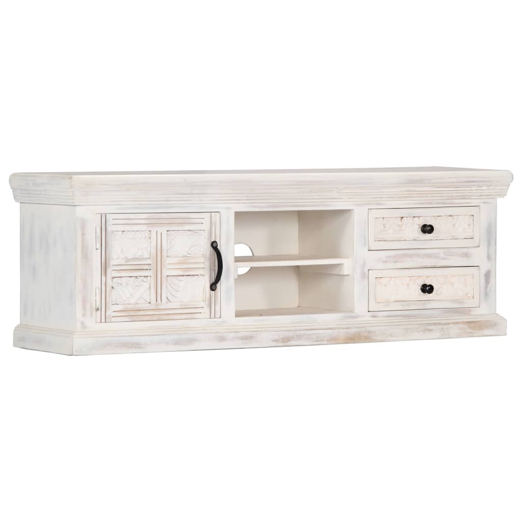TV Cabinet White 120x30x40 cm Solid Mango Wood