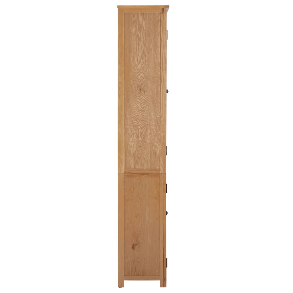 Bookcase with 4 Doors 90x35x200 cm Solid Oak Wood and Glass