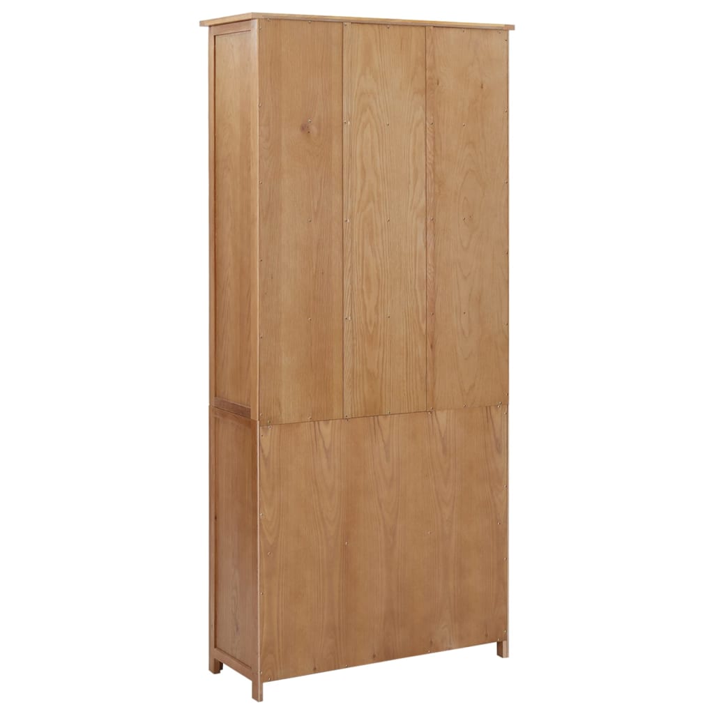 Bookcase with 4 Doors 90x35x200 cm Solid Oak Wood and Glass