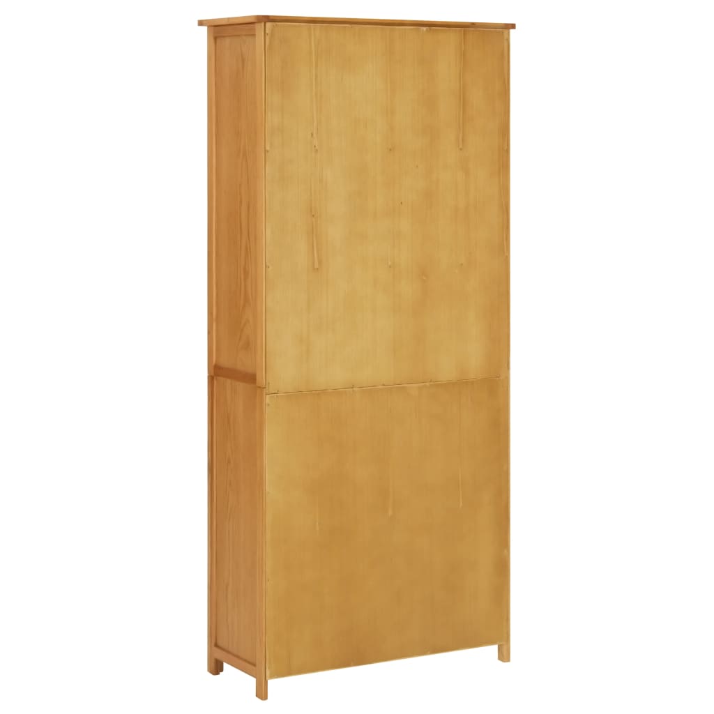 Bookcase with 4 Doors 80x35x180 cm Solid Oak Wood and Glass