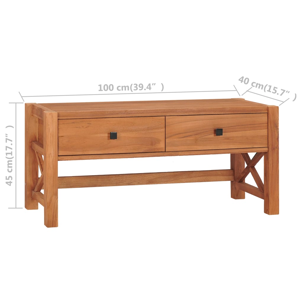 Desk with 2 Drawers 100x40x45 cm Recycled Teak Wood