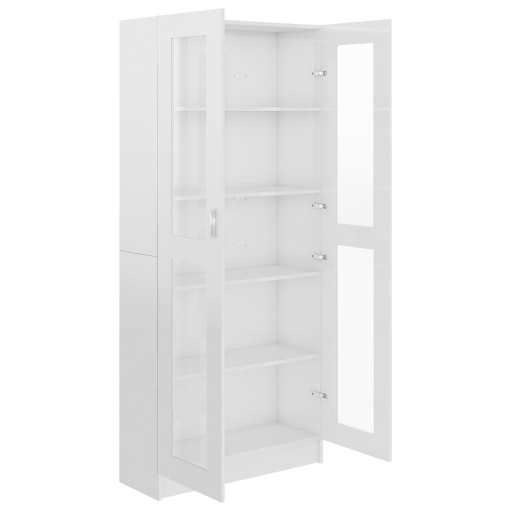Vitrine Cabinet High Gloss White 82.5x30.5x185.5 cm Engineered Wood