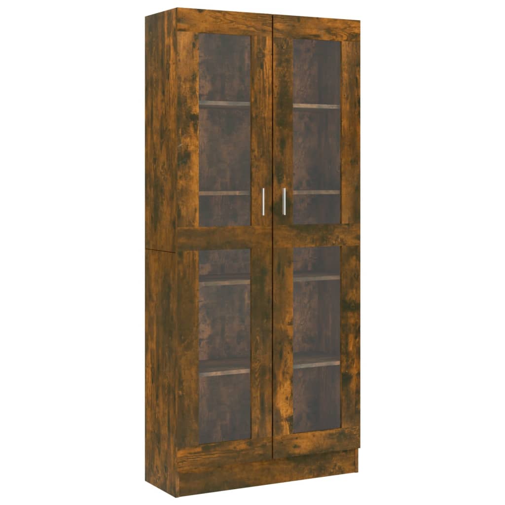 Vitrine Cabinet Smoked Oak 82.5x30.5x185.5 cm Engineered Wood