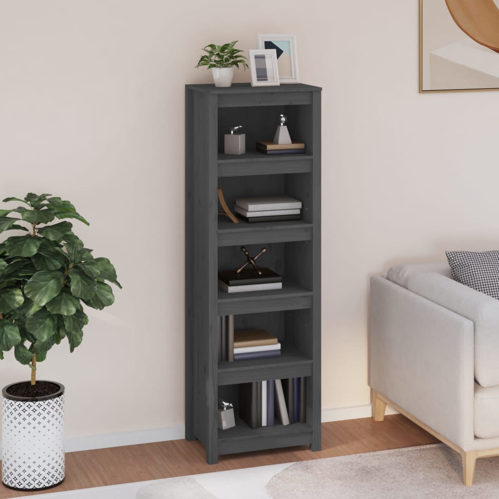 Book Cabinet Grey 50x35x154 cm Solid Wood Pine