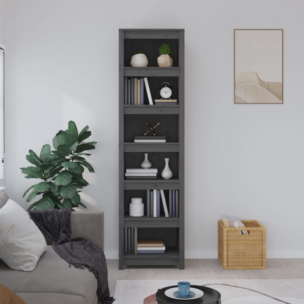 Book Cabinet Grey 50x35x183 cm Solid Wood Pine