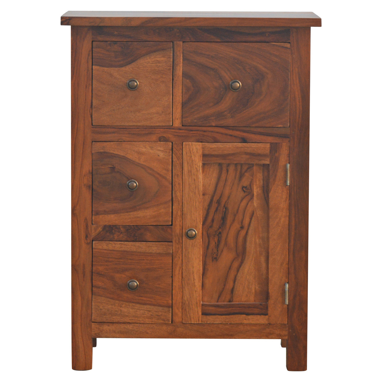 Sheesham Wood Cabinet with 4 Drawers and 1 Door