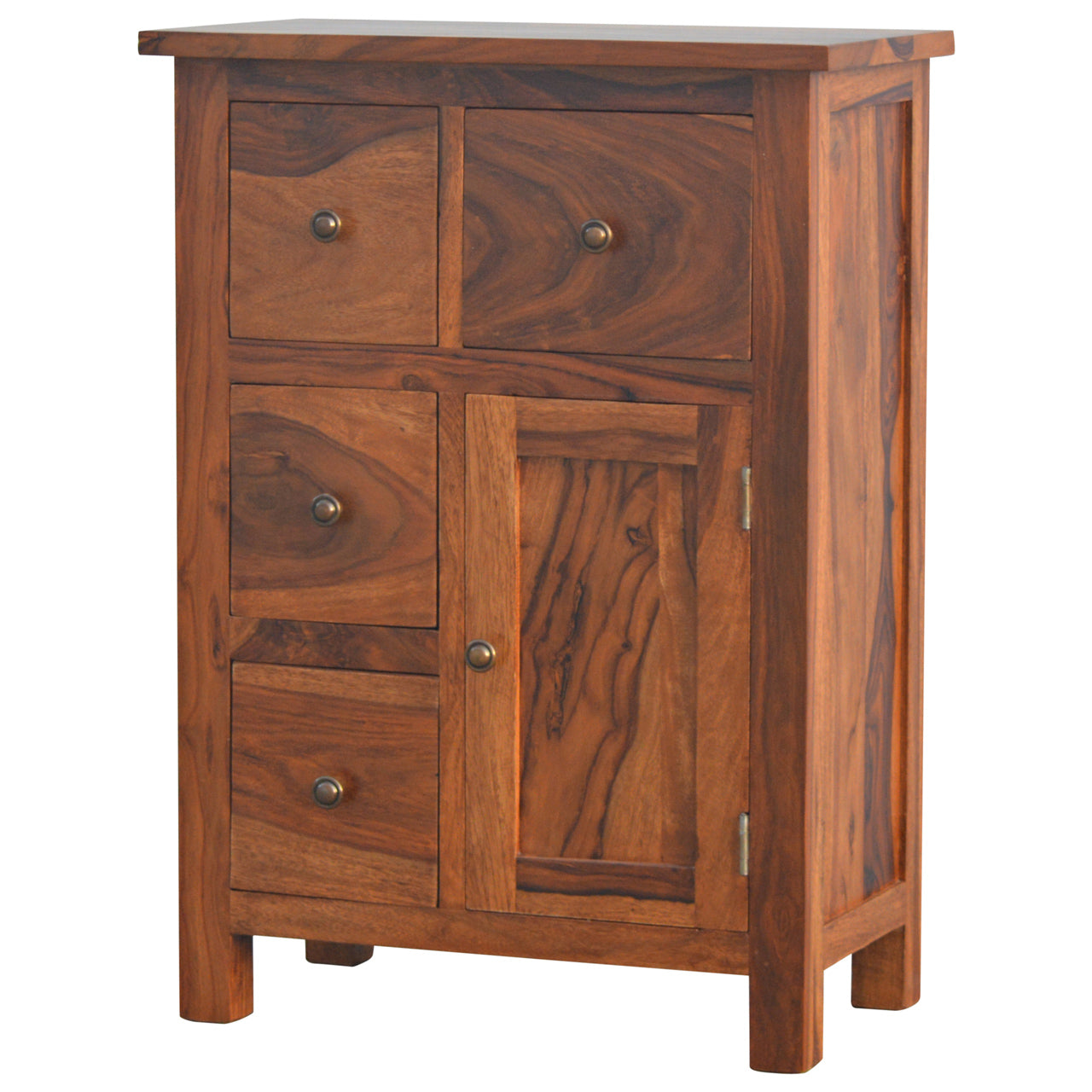 Sheesham Wood Cabinet with 4 Drawers and 1 Door