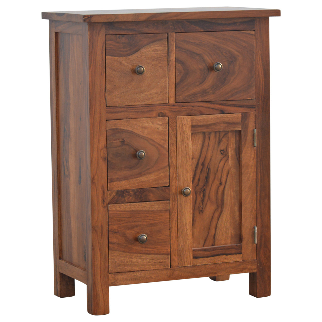 Sheesham Wood Cabinet with 4 Drawers and 1 Door