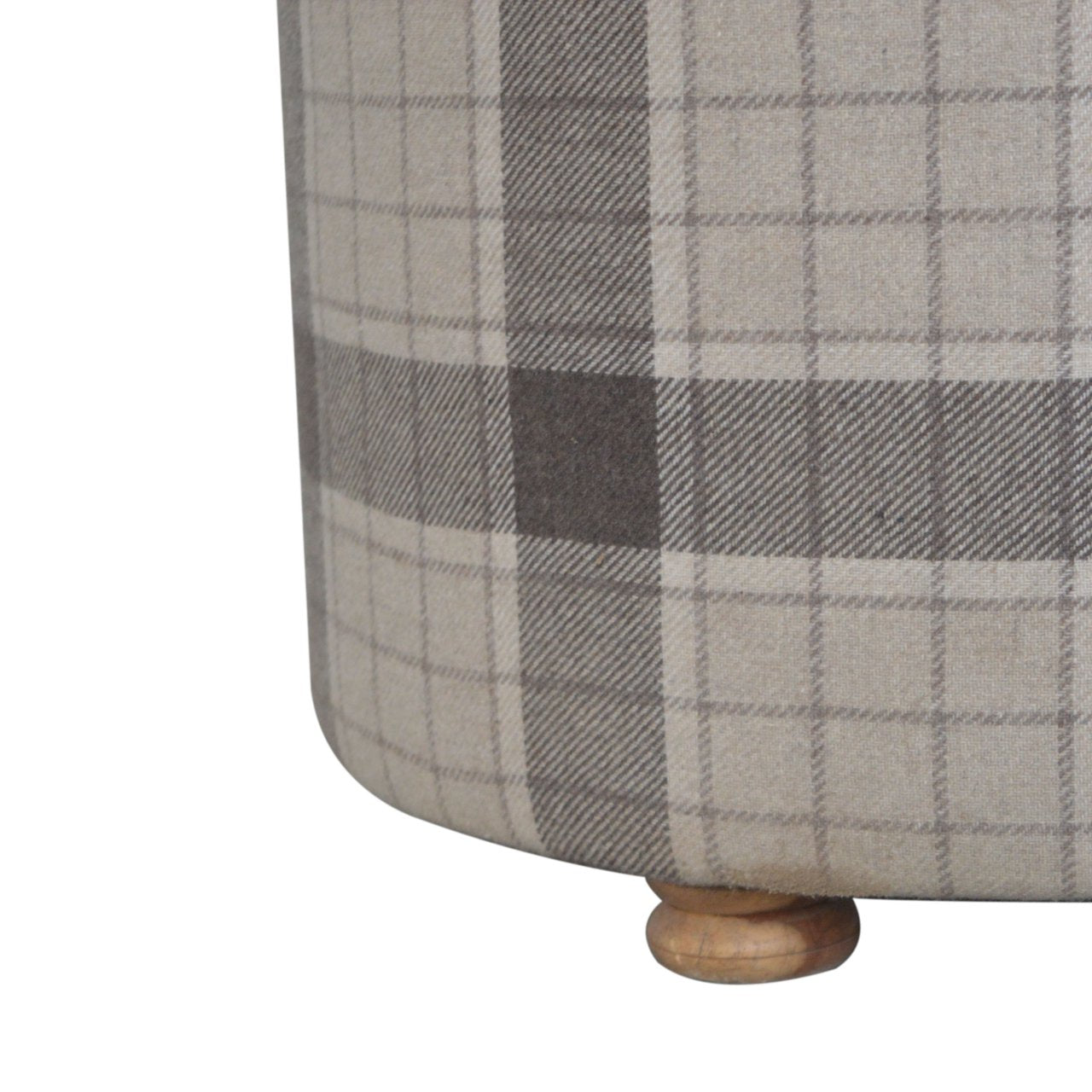 Deep Button Round Checked Footstool