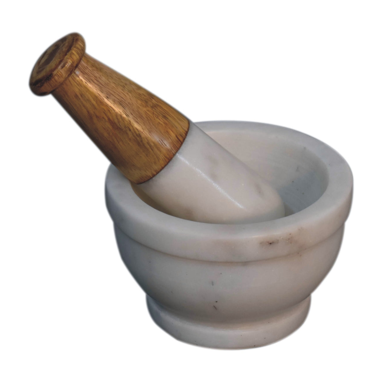 Large Wood & Marble Pestle and Mortar Set