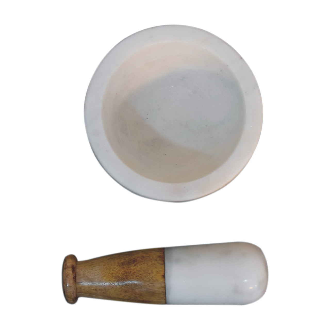 Large Wood & Marble Pestle and Mortar Set