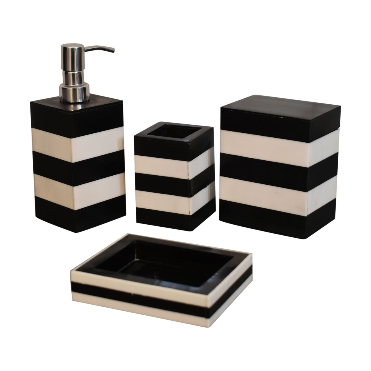 Resin and Mango Wood Bathroom Set of 4