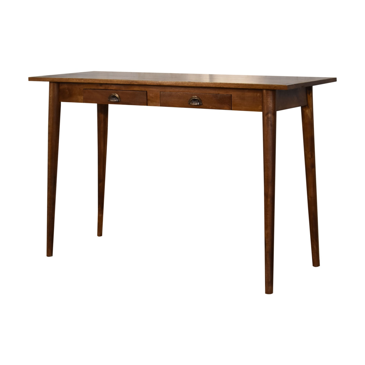 Chestnut Nordic Style Writing Desk with 2 Drawers