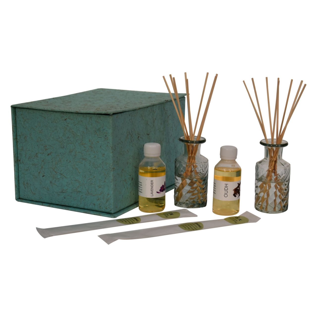 Anka Cut Glass Bottle Diffuser Set (Lavender & Oudh)