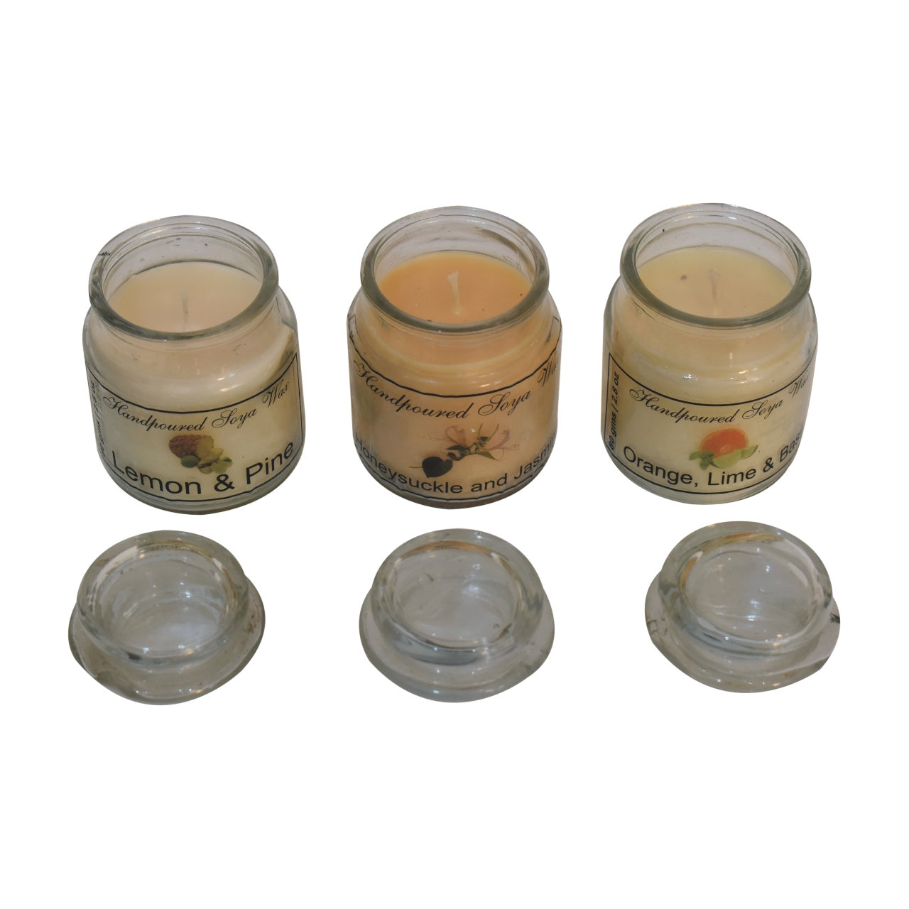 Hourglass Candle Set of 3 (Lemon & Pine, Honeysuckle & Jasmine and Orange, Lime & Basil)