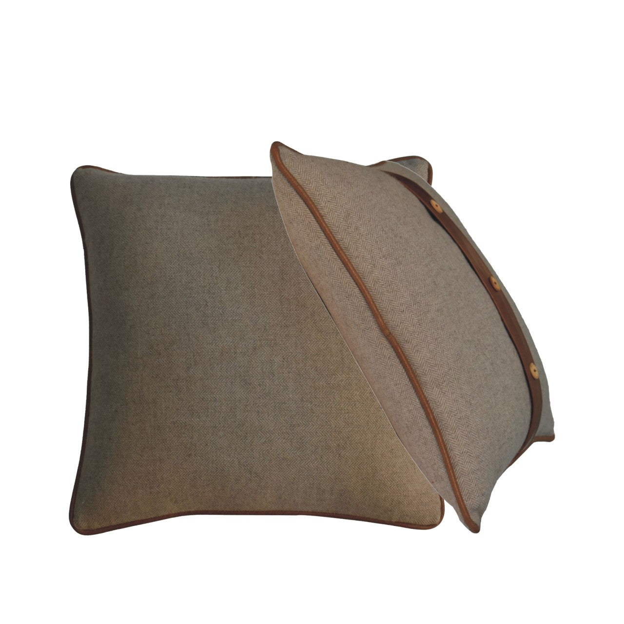 Quinn Cushion Set of 2 - Leather & Sand Tweed