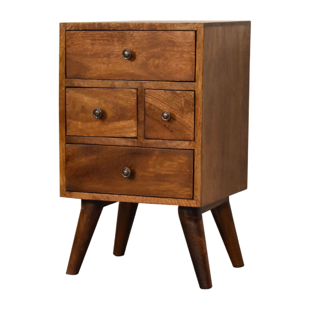 Chestnut Nordic Style 4 Drawer Multi Bedside