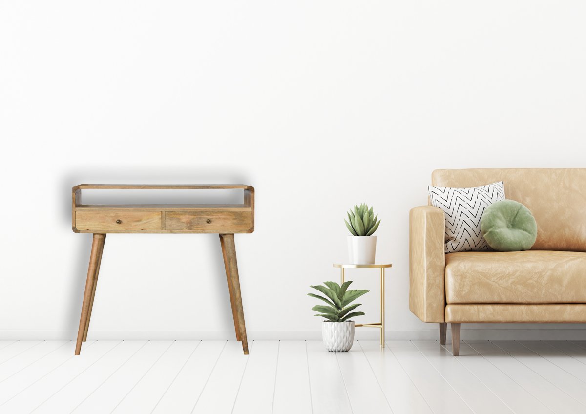 Curved Oak-ish Console Table