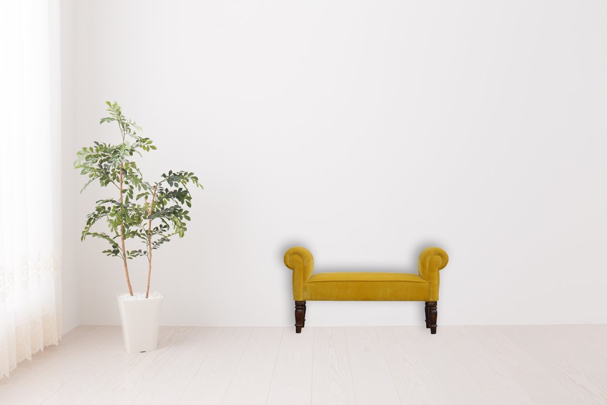 Mustard Velvet Bench