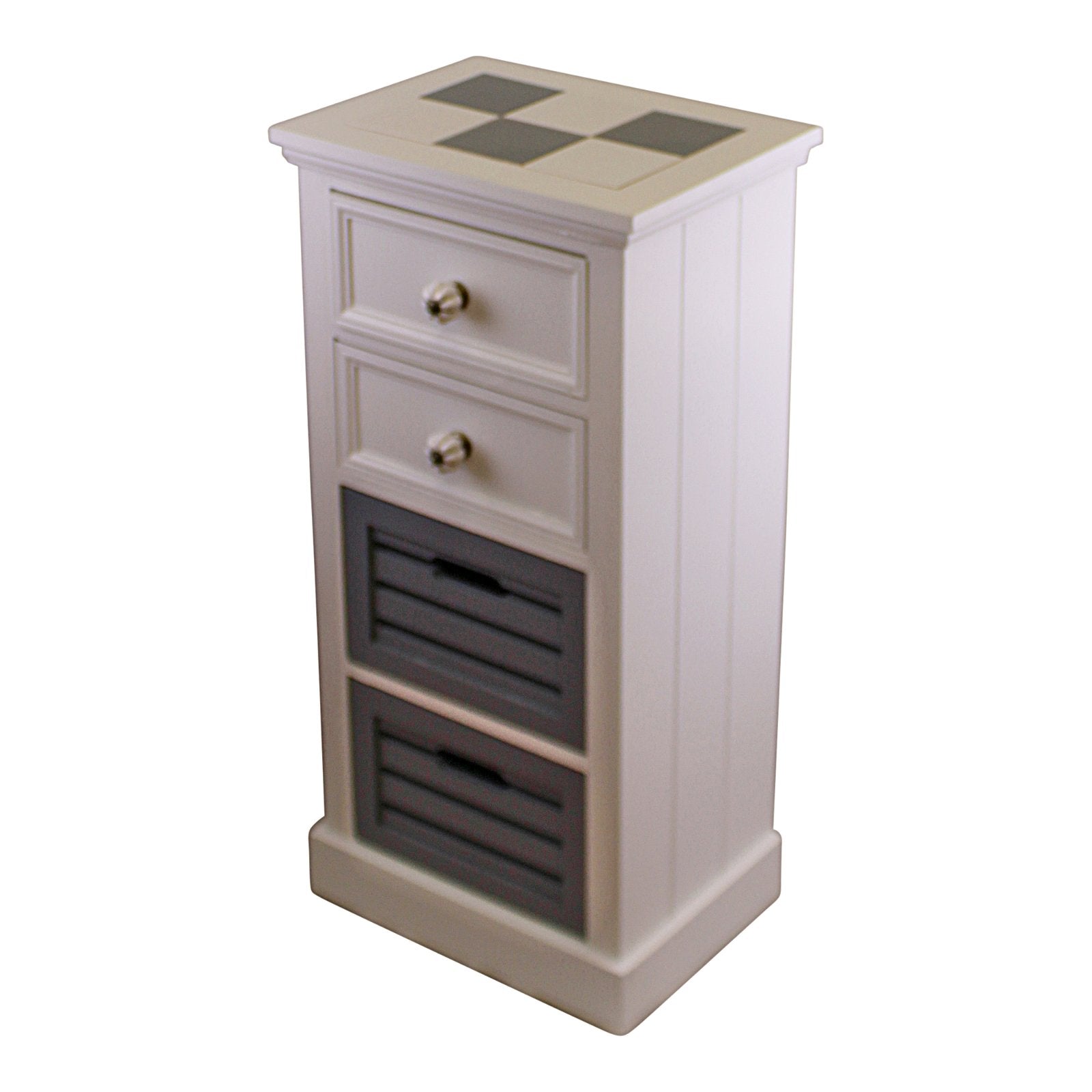 Contemporary Grey & White Chest Of Drawers, 4 Drawers