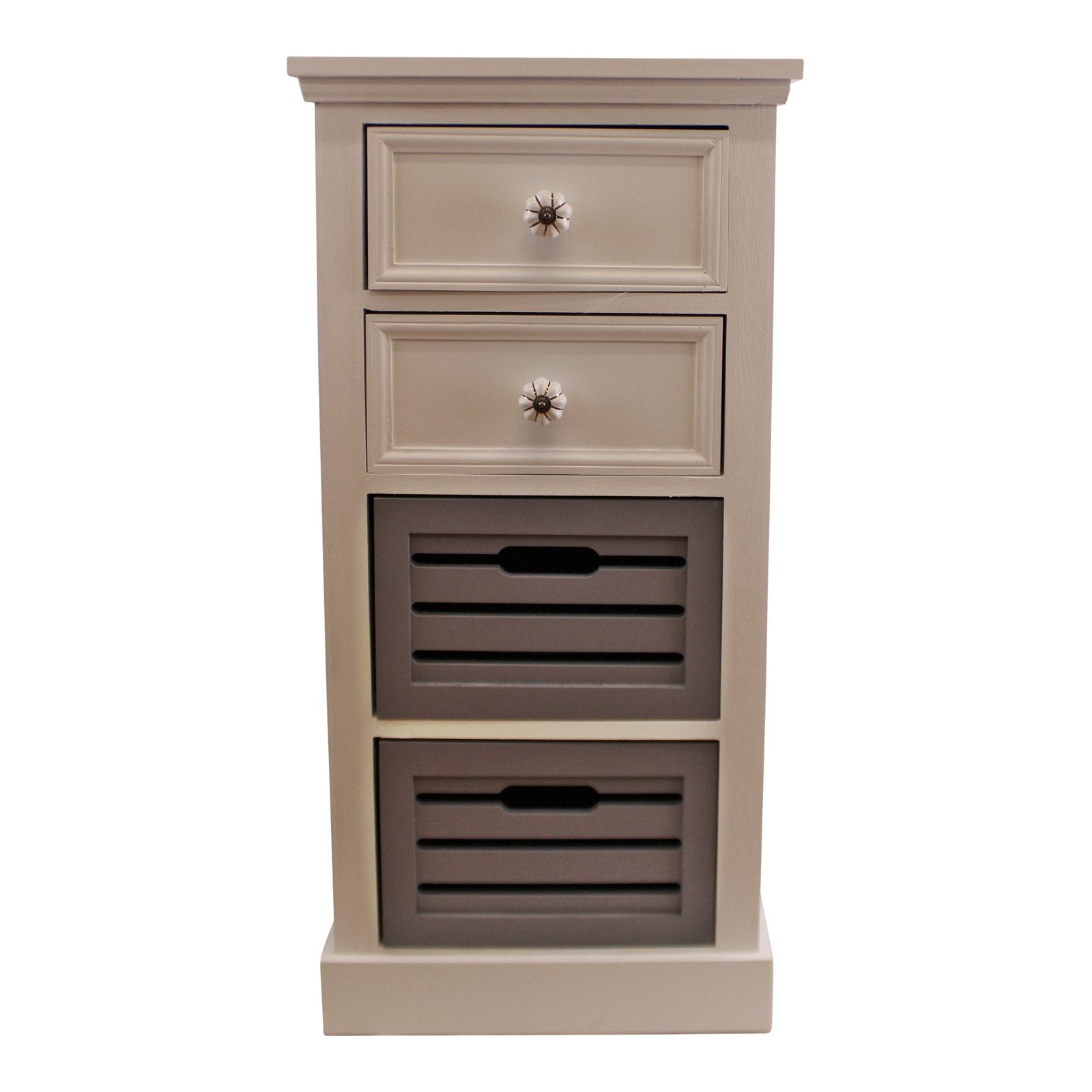 Contemporary Grey & White Chest Of Drawers, 4 Drawers