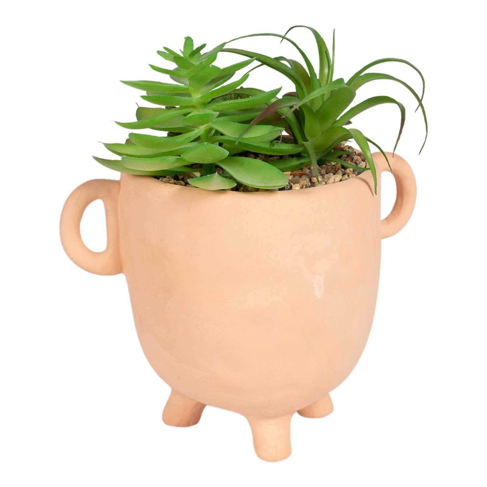 Face Terracotta Pot With Faux Cacti Large