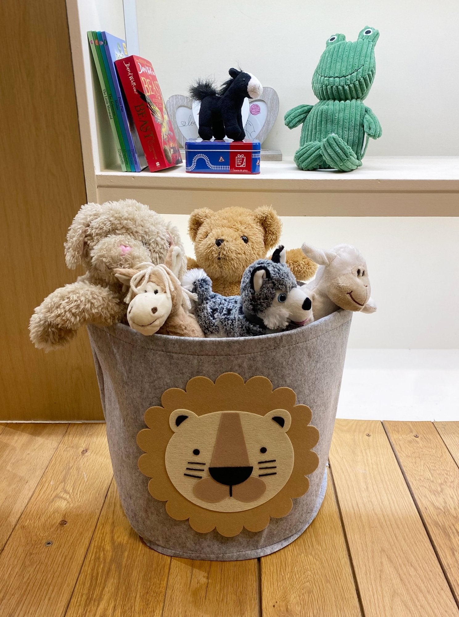 Felt Storage Bin With Lion Face 35cm