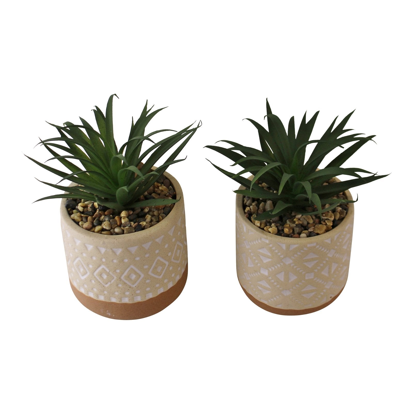 Set of 2 Faux Succulents In Ceramic Pots