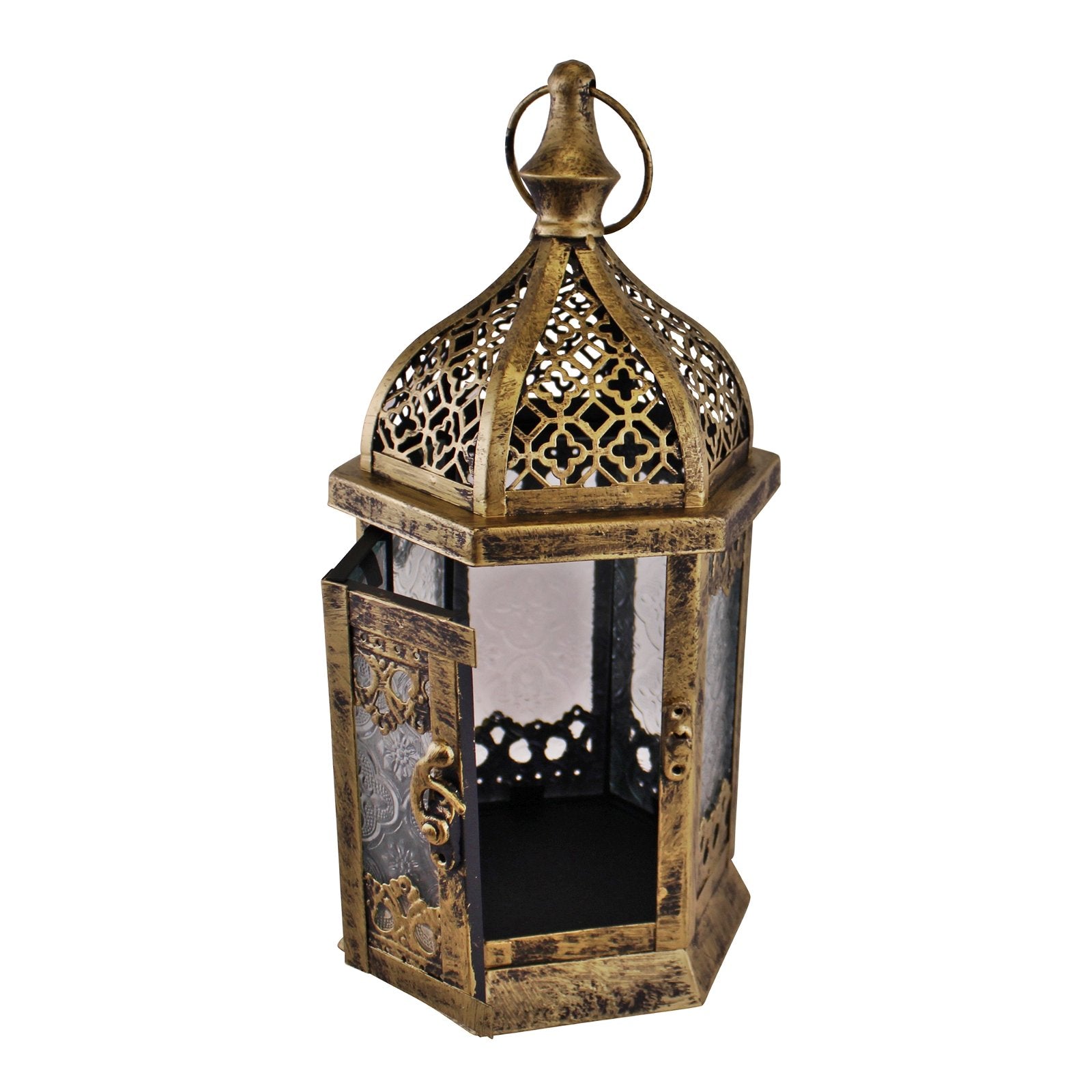 Large Gold Metal Moroccan Style Kasbah Candle Lantern