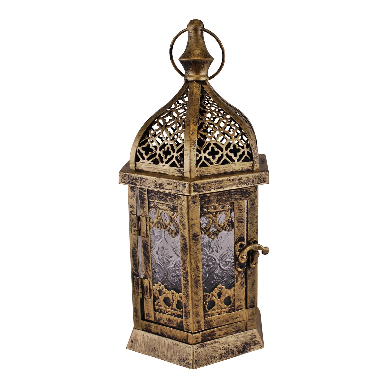 Large Gold Metal Moroccan Style Kasbah Candle Lantern