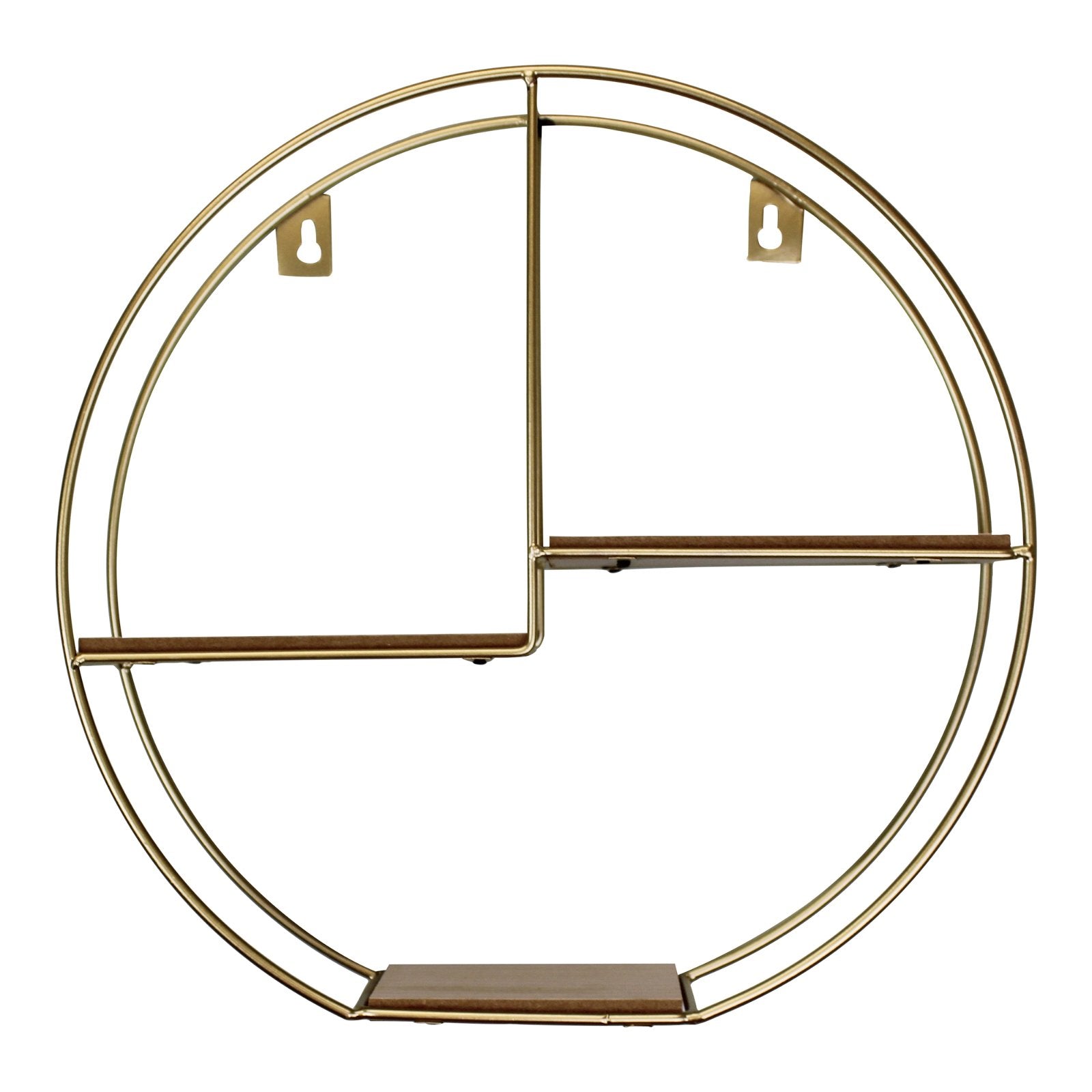 Gold Round Metal Wall Shelf with 3 Shelves, 34cm